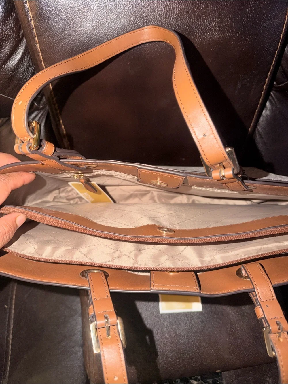 Michael Kors Beige & Brown MK Logo Tote